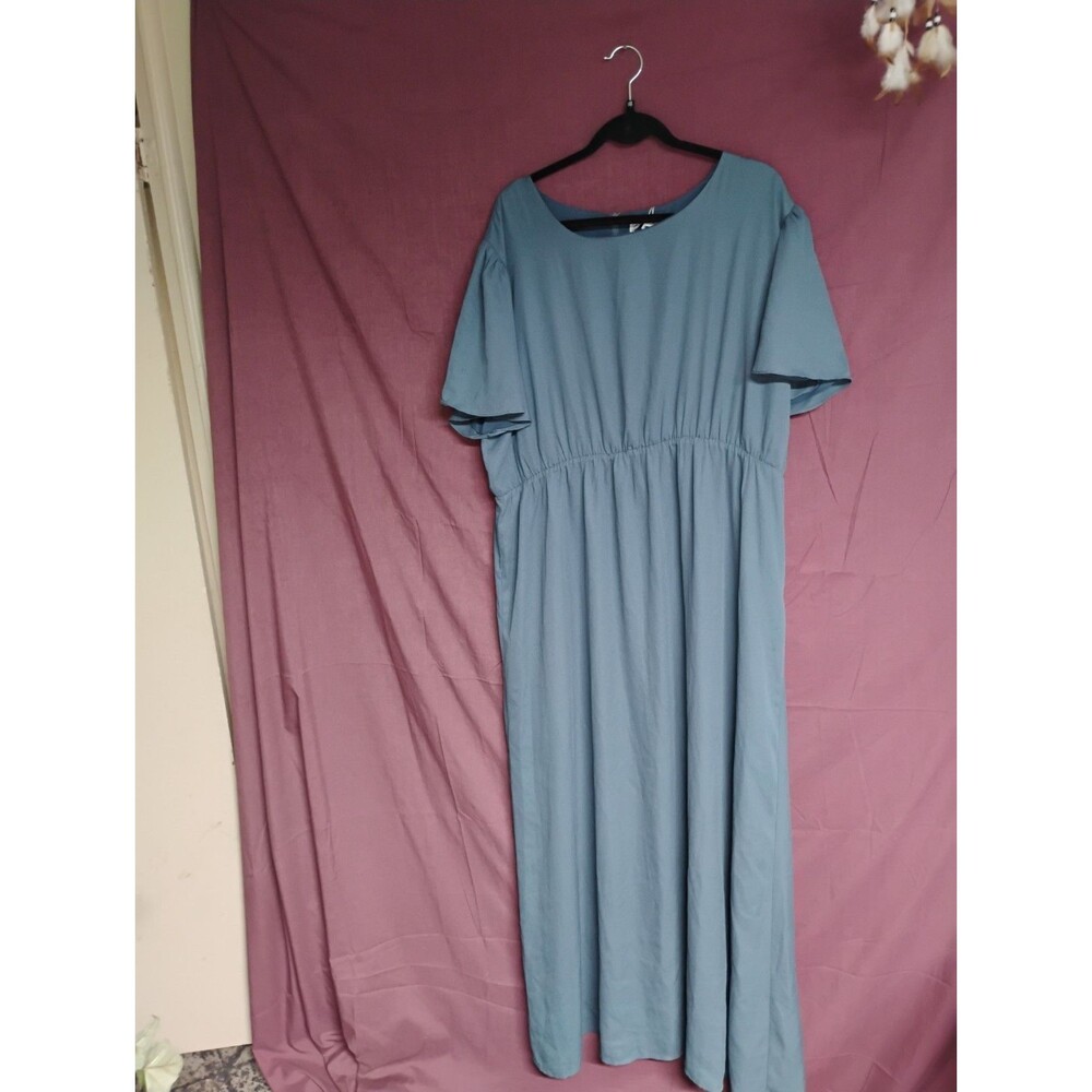 The Main Street Exchange "Naomi" Chiffon Maxi Dress Slate Blue Size 2X